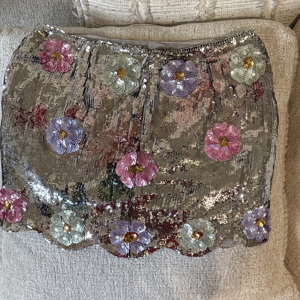 Brandon Maxwell Sequin Floral Mini Skirt - Picture 3 of 5